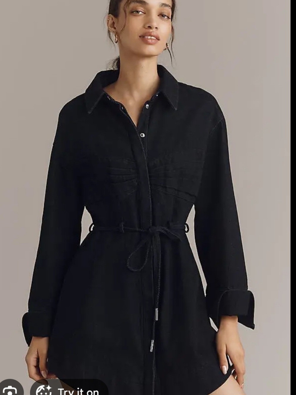 POL Women'sWashed Black Button-Up Shirt Size Large